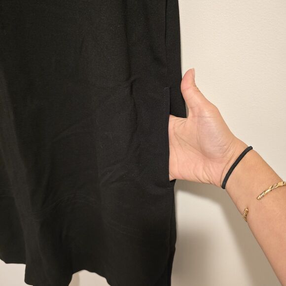 Eileen Fisher Little Black Dress Viscose Silk Blend Minimalist Medium Women - Picture 4 of 11
